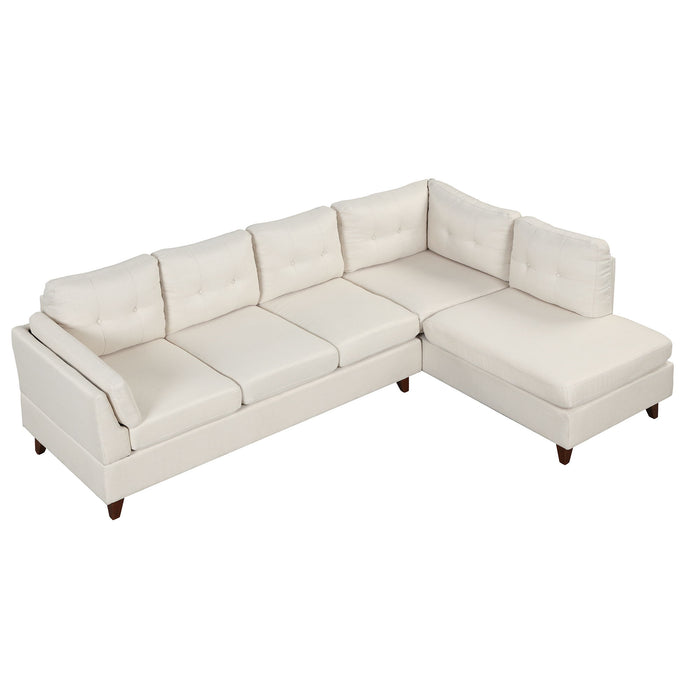 97.2" Modern Linen Fabric Sofa, L - Shape Couch With Chaise Lounge, Sectional Sofa With One Lumbar Pad, Beige