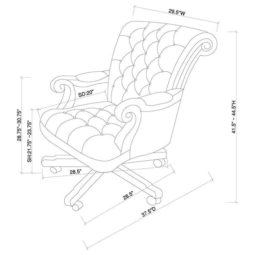 Calloway - Tufted Adjustable Height Office Chair - Dark Brown Unique Piece Furniture