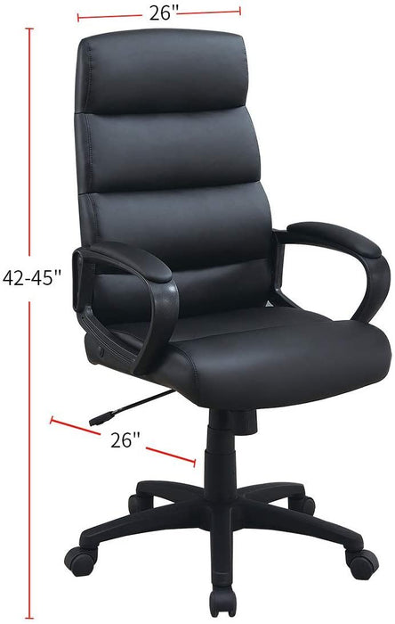 Black Faux Leather Cushioned Upholstered 1 Piece Office Chair Adjustable Height Desk Chair Relax