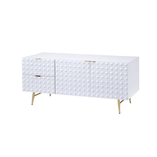 Maisey II - TV Stand - White & Gold Unique Piece Furniture