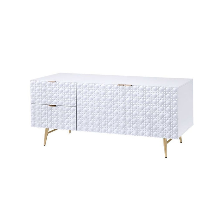 Maisey II - TV Stand - White & Gold Unique Piece Furniture