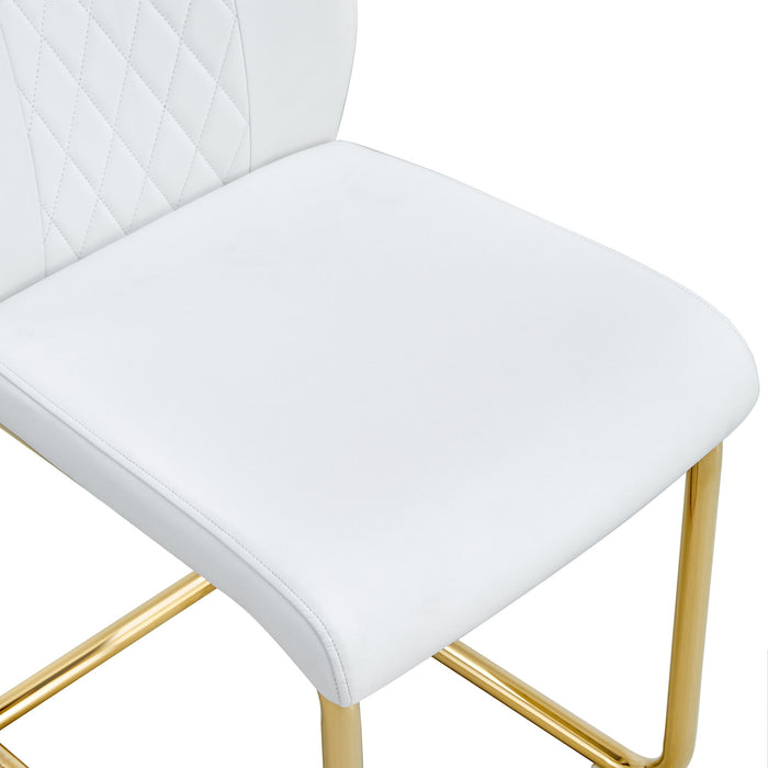 Modern Dining Chairs, Dining Room Chairs, And Golden Leg Cushioned Chairs Made Of Artificial Leather, Suitable For Kitchens, Living Rooms, Bedrooms, (Set of 4) - White