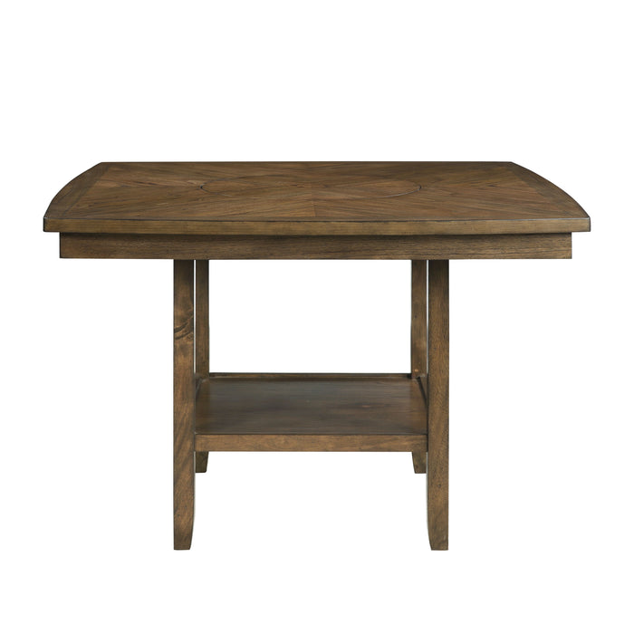 Light Oak Finish 1 Piece Counter Height Table With Functional Lazy - SUS an And Display Shelf Wooden Dining Furniture