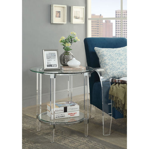 Polyanthus - End Table - Clear Acrylic, Chrome & Clear Glass Unique Piece Furniture