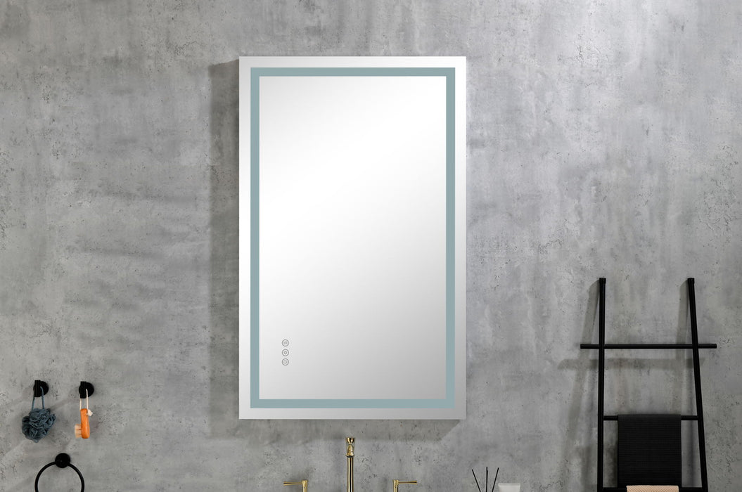 LED Bathroom Mirror Framed Gradient Front And Backlit LED Mirror For Bathroom, 3 Colors Dimmable, Enhanced Anti Fog Wall Mounted Lighted Vanity Mirror - Gray