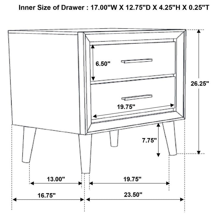 Ramon - 2-Drawer Nightstand - Metallic Sterling Unique Piece Furniture