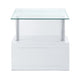 Nevaeh - End Table - Clear Glass & White High Gloss Finish Unique Piece Furniture