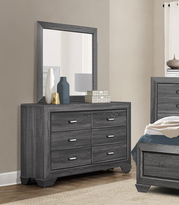 Wooden Bedroom Furniture Gray Finish 1 Piece Dresser Of 6 Drawers Contemporary Design Rustic Aesthetic