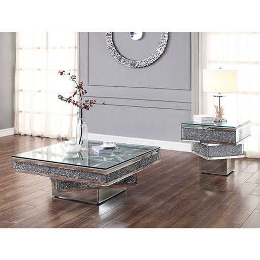 Noralie - Coffee Table - Mirrored & Faux Diamonds - 17" Unique Piece Furniture