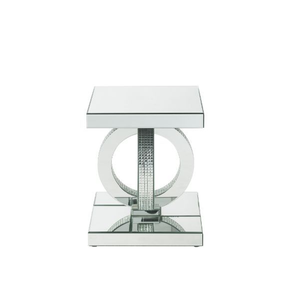 Ornat - End Table - Mirrored & Faux Diamonds - 20" Unique Piece Furniture