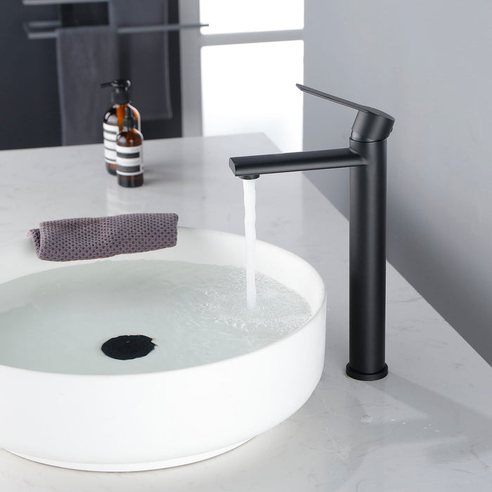 Single Hole Bathroom Faucet Hot/Cold Indicators - Matt Black