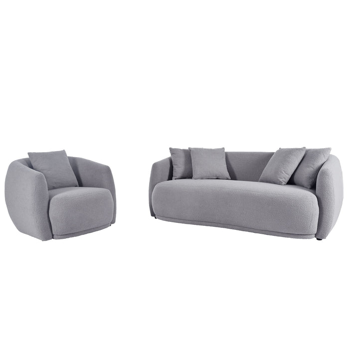 U_Style Upholstered Sofa Set, Modern Arm Chair For Living Room, With 5 Pillows