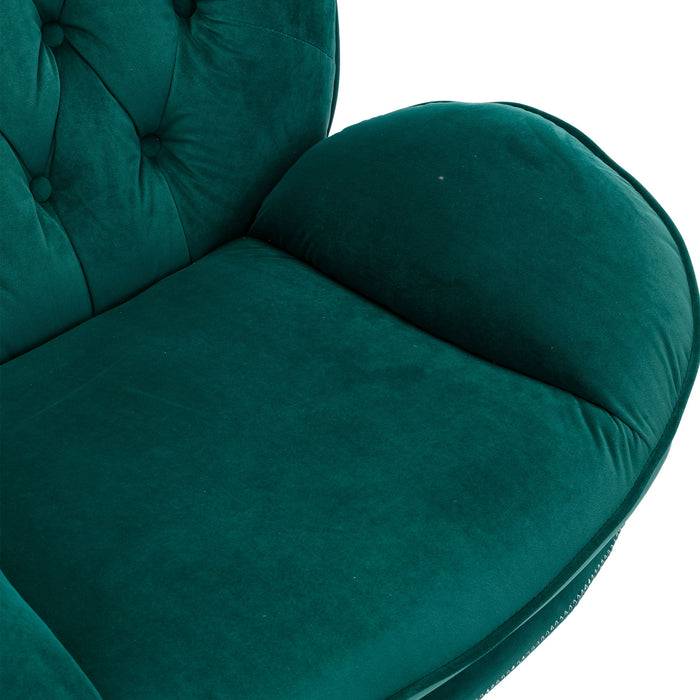 Accent Chair TV Chair Living Room Chair With Ottoman - Green