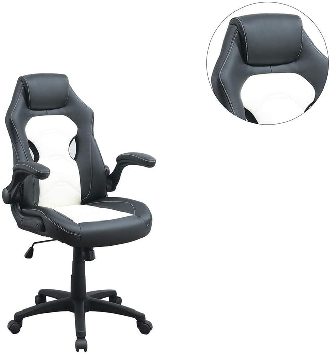 Office Chair Upholstered 1 Piece Comfort Chair Relax Gaming Office Chair Work Black And White Color