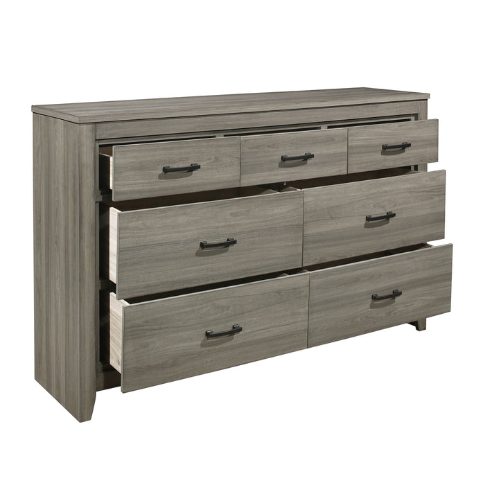 Dark Gray Finish Transitional Look 1 Piece Dresser Of 7 Drawers Industrial Rustic Modern Style Bedroom Furniture