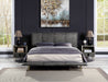 Metis - Eastern King Bed - Gray Top Grain Leather Unique Piece Furniture
