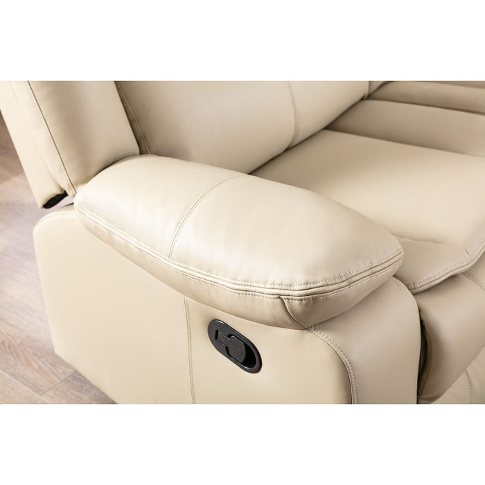 L Shape Breath Leather Power Reclining Sectional Sofa Set With USB Port, Cream
