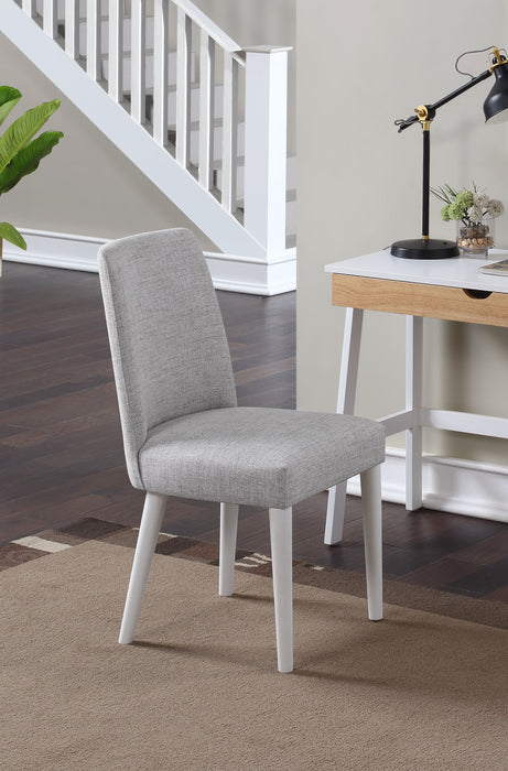 Taylor Chair With White Leg And Gray Fabric