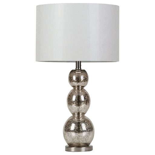 Mineta - Drum Shade Table Lamp - White And Antique Silver Unique Piece Furniture