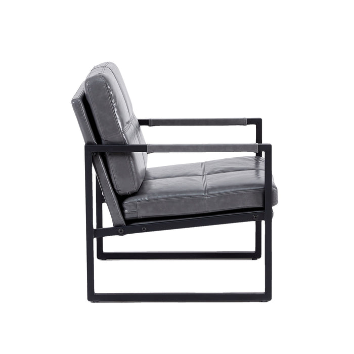 Light Grey Leather Leisure Black Metal Frame Recliner Chair For Living Room And Bedroom Furniture