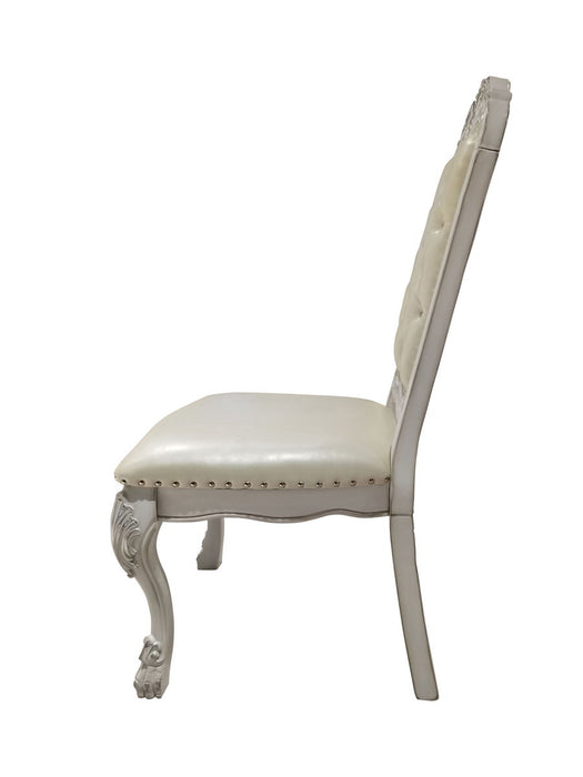 Acme Dresden Side Chair (Set of 2) In Fabric & Bone White Finish