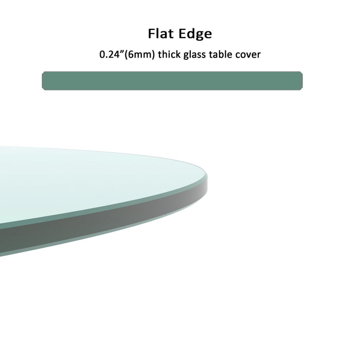 24" Round Tempered Glass Table Top Clear Glass 1 / 4" Thick Flat Polished Edge
