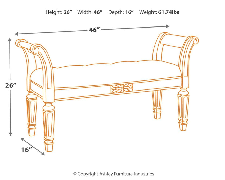 Realyn - Antique White - Accent Bench Unique Piece Furniture