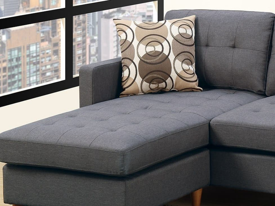 Blue Gray Polyfiber Sectional Sofa Living Room Furniture Reversible Chaise Couch Pillows Tufted Back Modular Sectionals