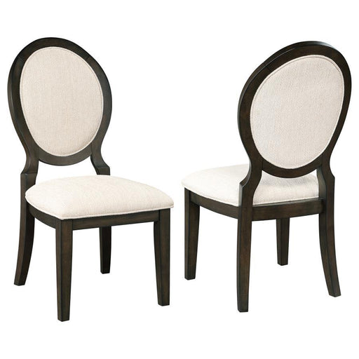 Twyla - Upholstered Oval Back Dining Side Chairs (Set of 2) - Cream And Dark Cocoa Unique Piece Furniture