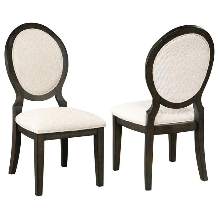 Twyla - Upholstered Oval Back Dining Side Chairs (Set of 2) - Cream And Dark Cocoa Unique Piece Furniture