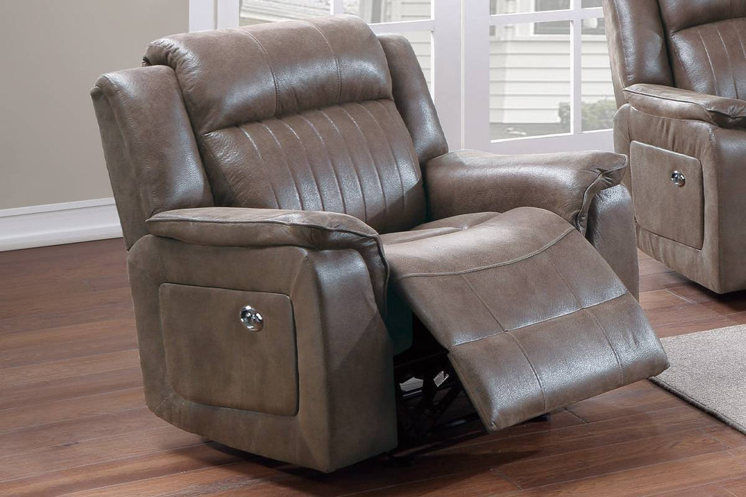 Contemporary Power Motion Glider Recliner Chair 1 Piece Living Room Furniture Dark Coffee Breathable Leatherette