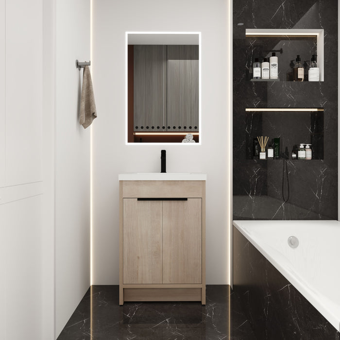 Freestanding Bathroom Vanity With White Resin Sink - Lemon