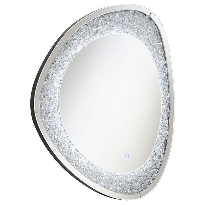 Mirage - Acrylic Crystals Inlay Wall Mirror With Led Lights Unique Piece Furniture