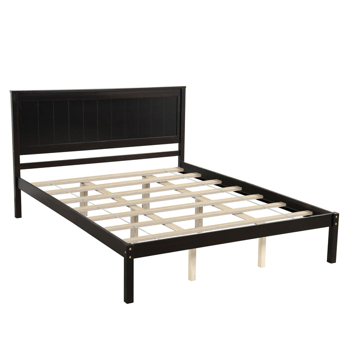 Platform Bed Frame With Headboard, Wood Slat Support, No Box Spring Needed, Queen, Espresso