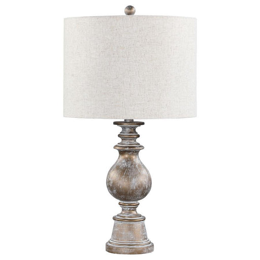 Brie - Drum Shade Table Lamp - Oatmeal And Antique Gold Unique Piece Furniture