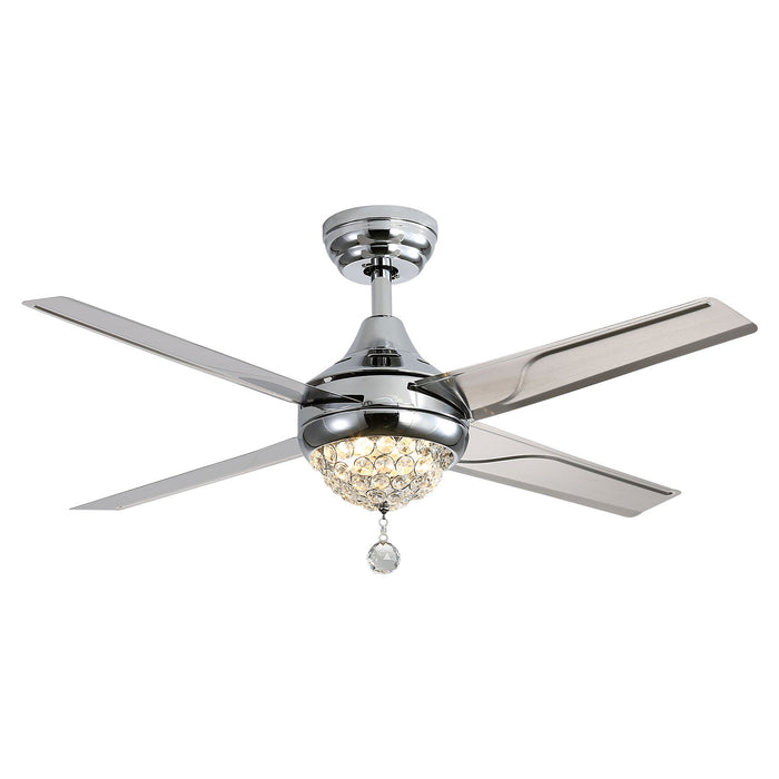 Crystal Ceiling Fan With 3 Speed Wind 5 Iron Blades Remote Control Ac Motor With Light
