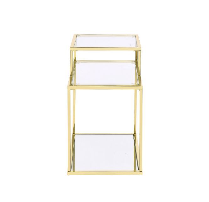 Uchenna - Accent Table - Clear Glass & Gold Finish - 23" Unique Piece Furniture
