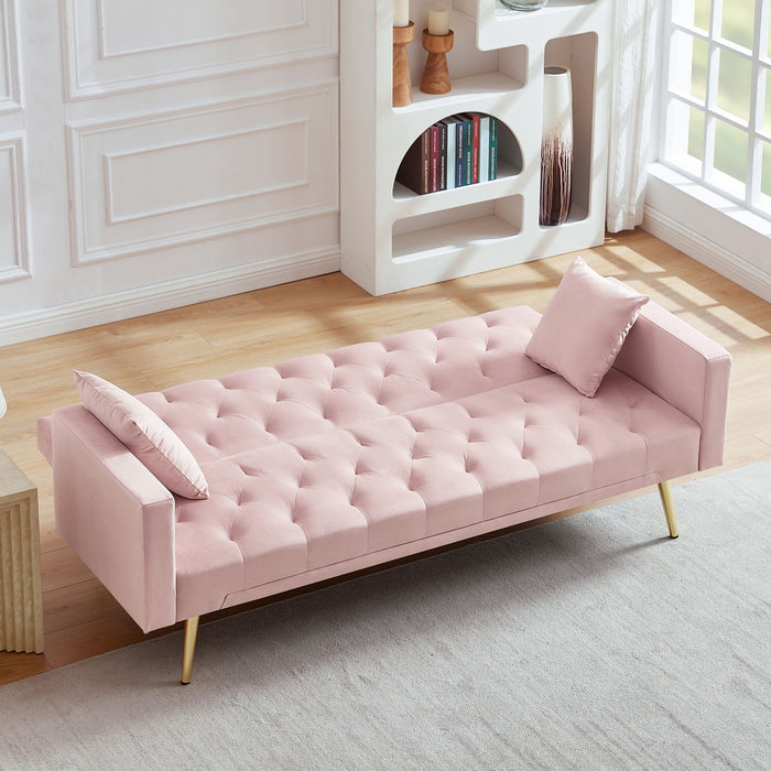 Convertible Folding Futon Sofa Bed, Sleeper Sofa Couch For Compact Living Space - Pink