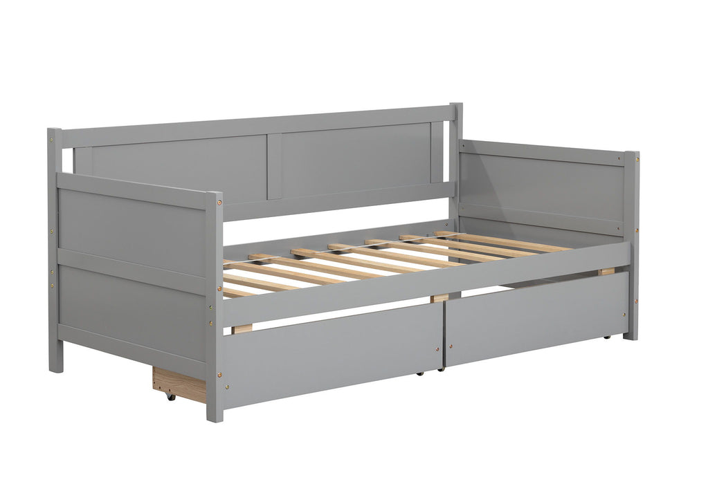 Twin Size Sofa Bed With Two Storage Drawers - Grey