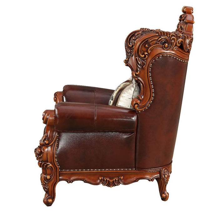 Eustoma - Chair - Cherry Top Grain Leather Match & Walnut Unique Piece Furniture