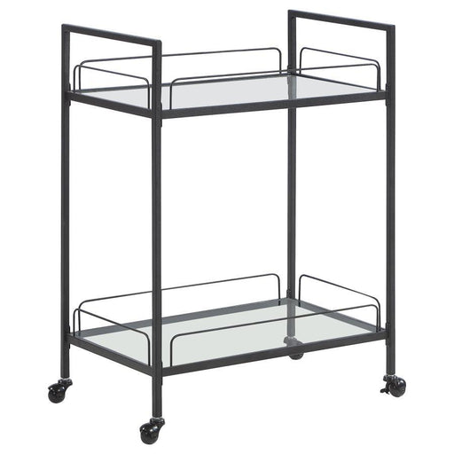 Curltis - Serving Cart With Glass Shelves - Clear And Black Unique Piece Furniture