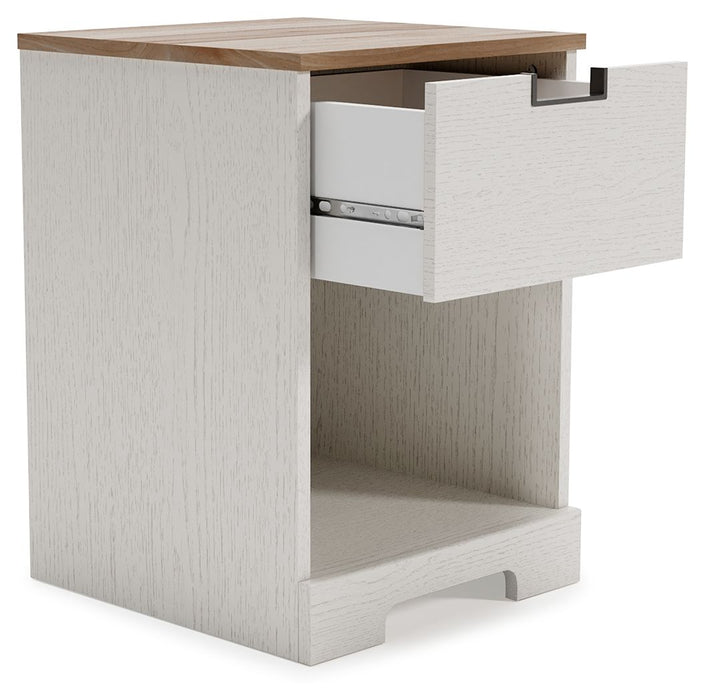 Vaibryn - White / Brown / Beige - One Drawer Night Stand Unique Piece Furniture