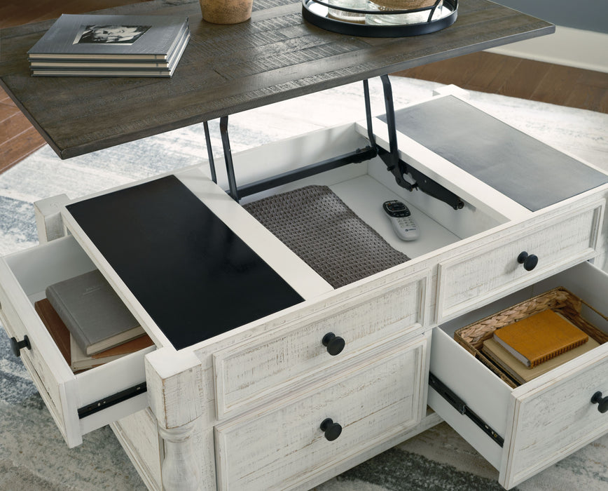Havalance - White / Gray - Lift Top Cocktail Table With Storage Drawers Unique Piece Furniture