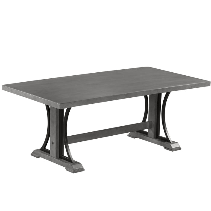 Trexm Retro Style Dining Table 78" Wood Rectangular Table, Seats Up To 8 - (Gray)