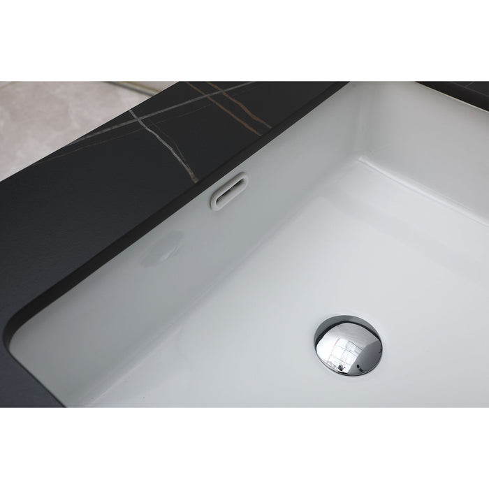 Montary 37" Bathroom Stone Vanity Top Black Gold Color With Undermount Ceramic Sink And Single Faucet Hole With Backsplash