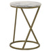 Malthe - Round Accent Table With Marble Top - White And Antique Gold Unique Piece Furniture