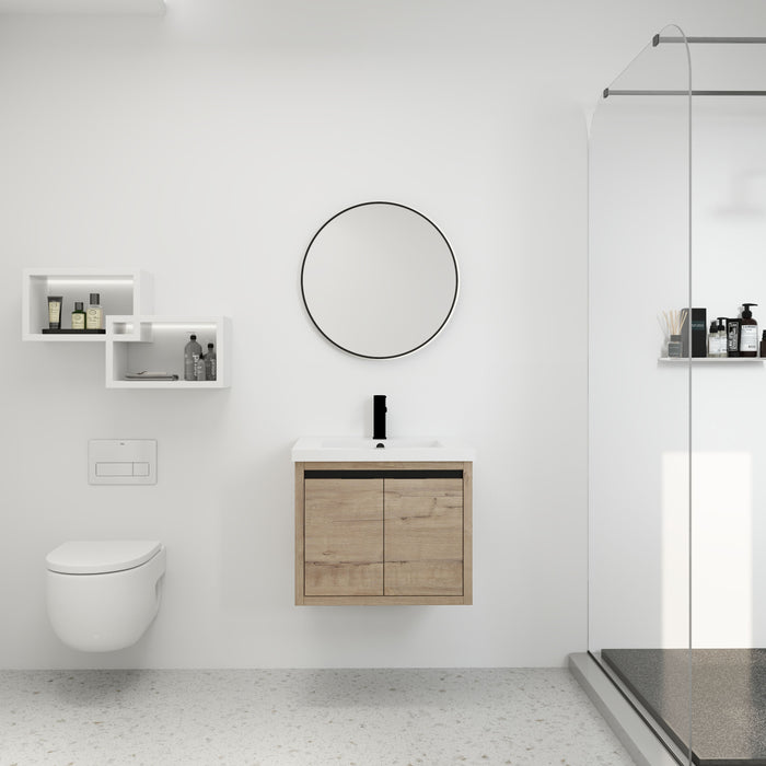 Bathroom Cabinet With Sink, Soft Close Doors - Imitative Oak