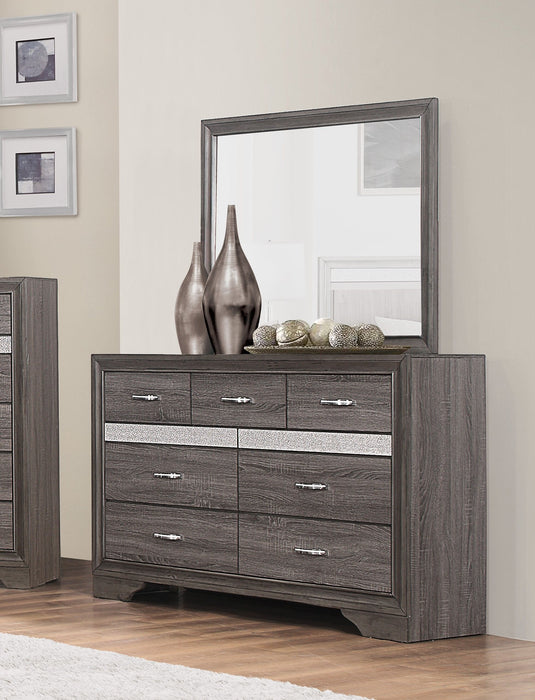Unique Style Bedroom 1 Piece Dresser Of Drawers Hidden Drawers Gray And Sliver Glitter Wooden Furniture