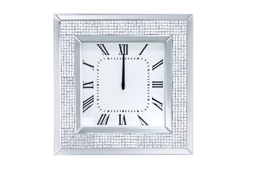 Iama - Wall Clock - Mirrored & Faux Rhinestones Unique Piece Furniture