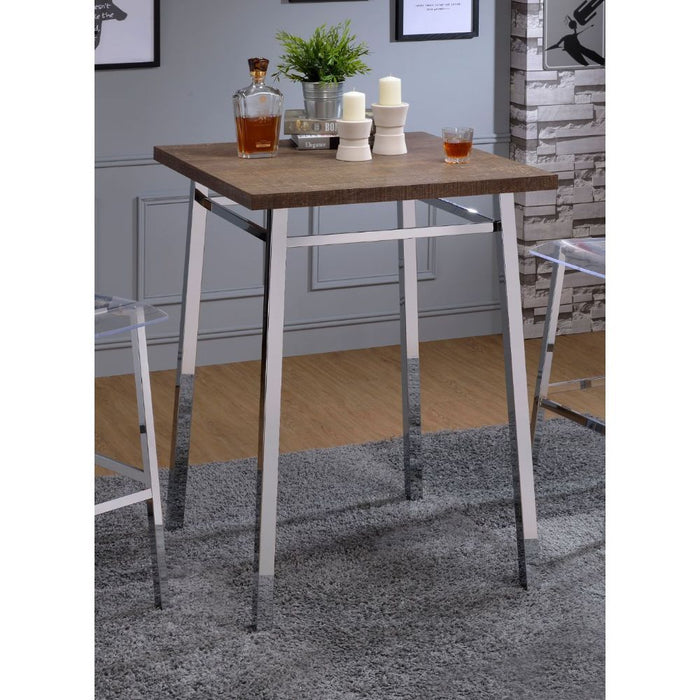 Nadie - Bar Table - Oak & Chrome Unique Piece Furniture